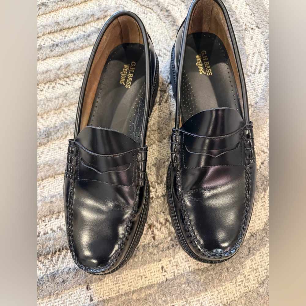 G.H. Bass & Co. Larson Lug Shiny Black Slip-On Loafers